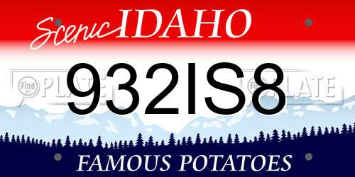 932IS8 Idaho License Plate
