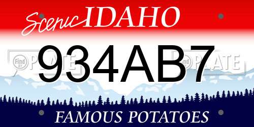 934AB7 Idaho License Plate