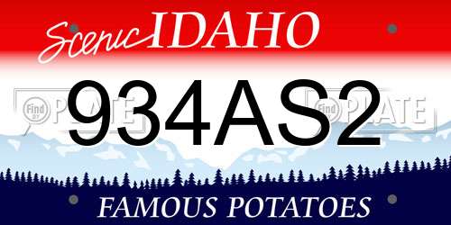 934AS2 Idaho License Plate
