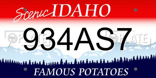 934AS7 Idaho License Plate