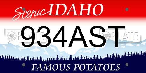 934AST Idaho License Plate