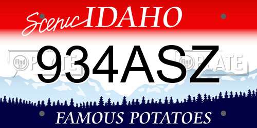 934ASZ Idaho License Plate
