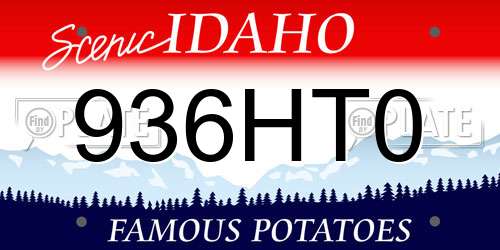 936HT0 Idaho License Plate