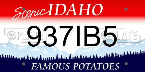 937IB5 Idaho License Plate