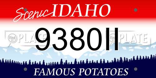 9380II Idaho License Plate