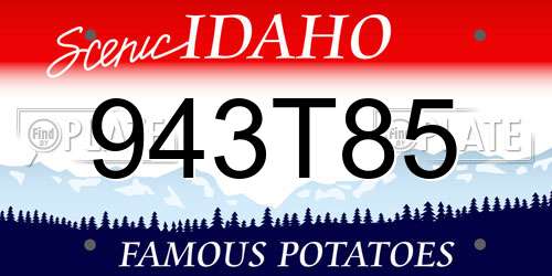 943T85 Idaho License Plate