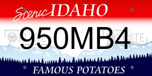 950MB4 Idaho License Plate