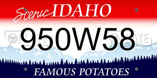 950W58 Idaho License Plate
