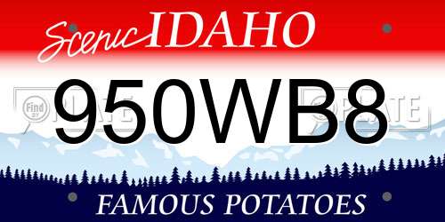 950WB8 Idaho License Plate