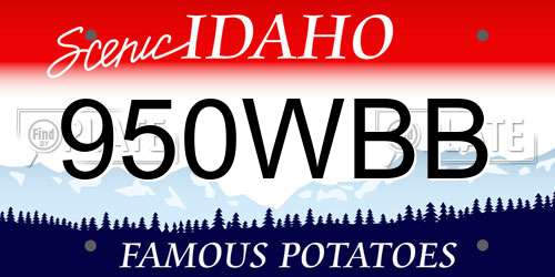 950WBB Idaho License Plate