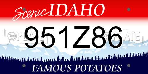 951Z86 Idaho License Plate