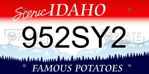 952SY2 Idaho License Plate