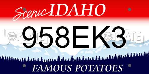 958EK3 Idaho License Plate