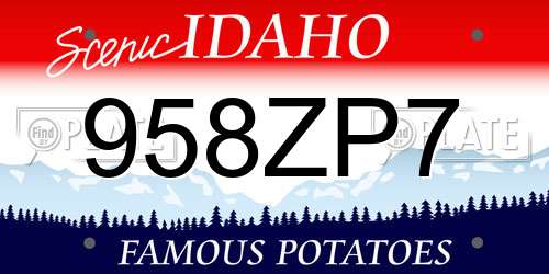 958ZP7 Idaho License Plate