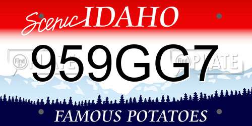 959GG7 Idaho License Plate