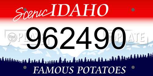 962490 Idaho License Plate