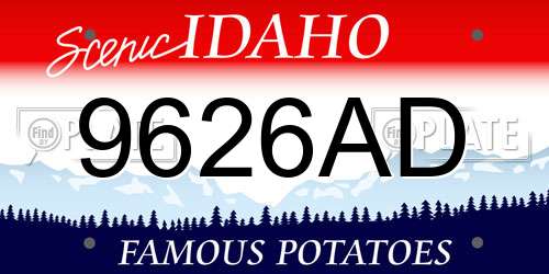 9626AD Idaho License Plate