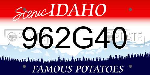 962G40 Idaho License Plate
