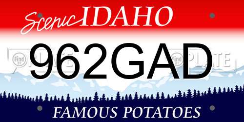 962GAD Idaho License Plate