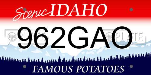 962GAO Idaho License Plate