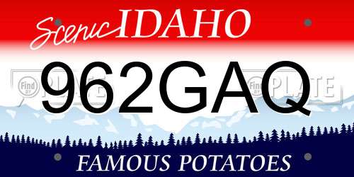 962GAQ Idaho License Plate