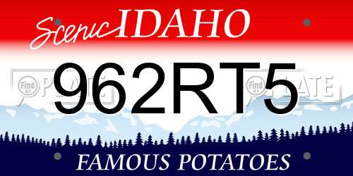962RT5 Idaho License Plate