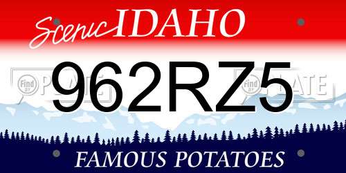 962RZ5 Idaho License Plate