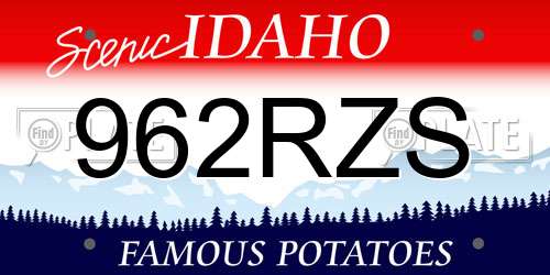 962RZS Idaho License Plate