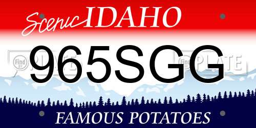 965SGG Idaho License Plate