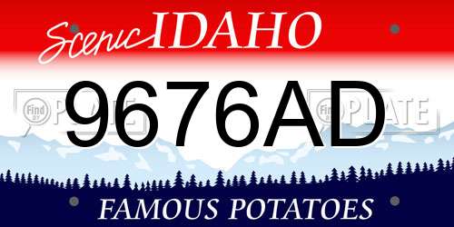 9676AD Idaho License Plate