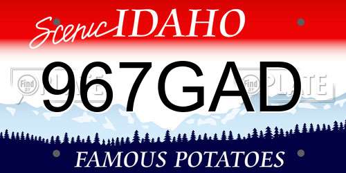 967GAD Idaho License Plate