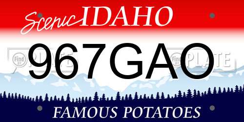 967GAO Idaho License Plate