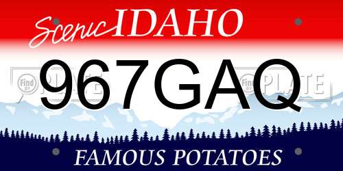 967GAQ Idaho License Plate