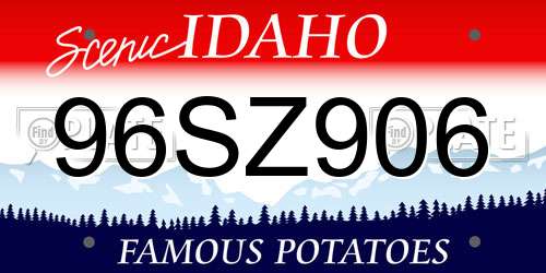 96SZ906 Idaho License Plate