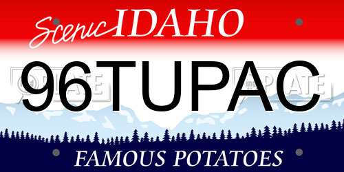 96TUPAC Idaho License Plate