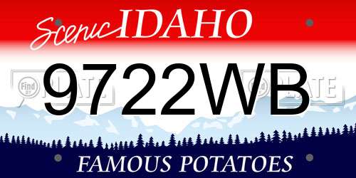 9722WB Idaho License Plate