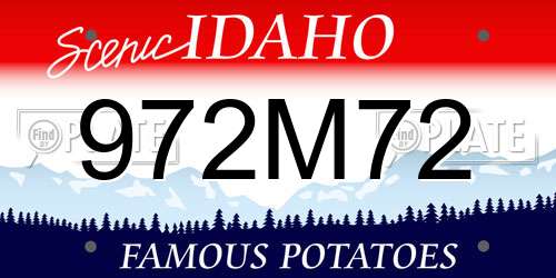 972M72 Idaho License Plate