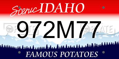 972M77 Idaho License Plate