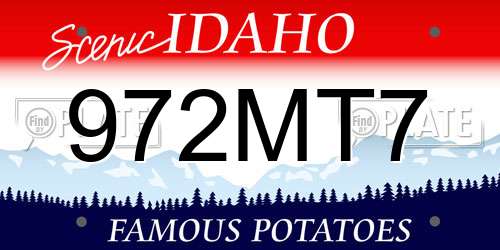 972MT7 Idaho License Plate