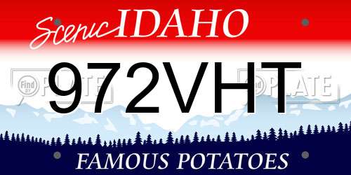972VHT Idaho License Plate