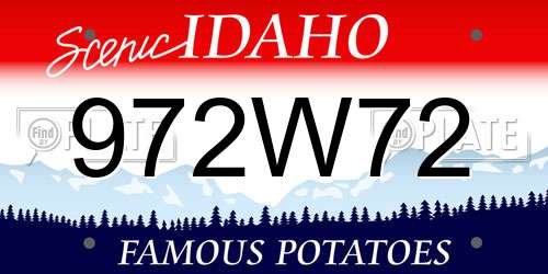 972W72 Idaho License Plate