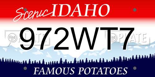 972WT7 Idaho License Plate