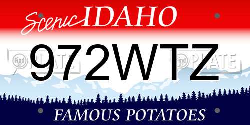972WTZ Idaho License Plate