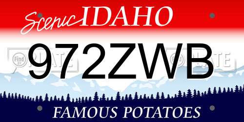 972ZWB Idaho License Plate