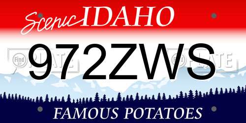 972ZWS Idaho License Plate