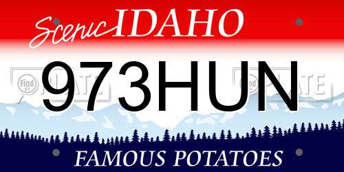 973HUN Idaho License Plate