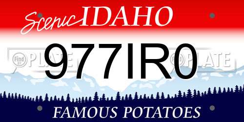 977IR0 Idaho License Plate