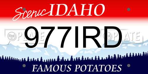 977IRD Idaho License Plate
