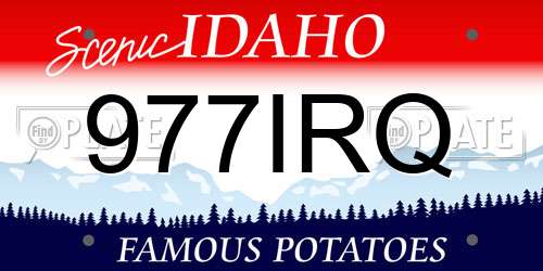 977IRQ Idaho License Plate