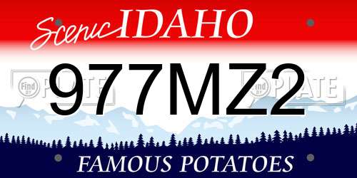 977MZ2 Idaho License Plate